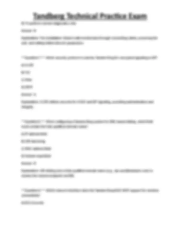 Tandberg Technical Practice Exam | Exams Technology | Docsity