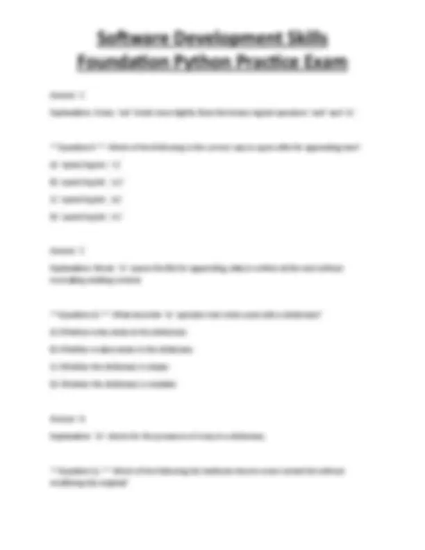 Software Development Skills Foundation Python Practice Exam | Exams ...