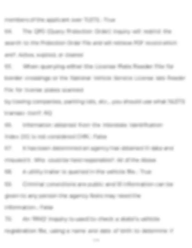 Tlets Number Codes TCIC/TLETS Mobile Access RE-Certification | Exams Criminology | Docsity