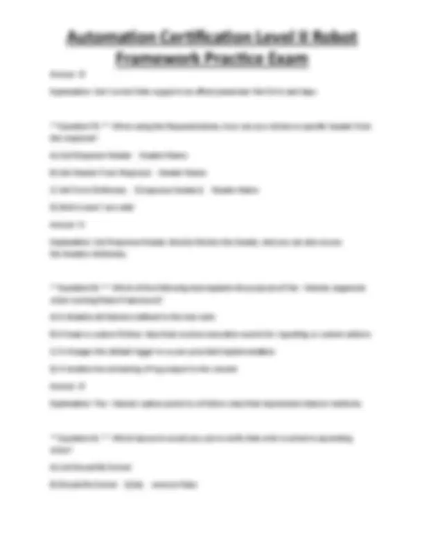 Automation Certification Level II Robot Framework Practice Exam | Exams ...