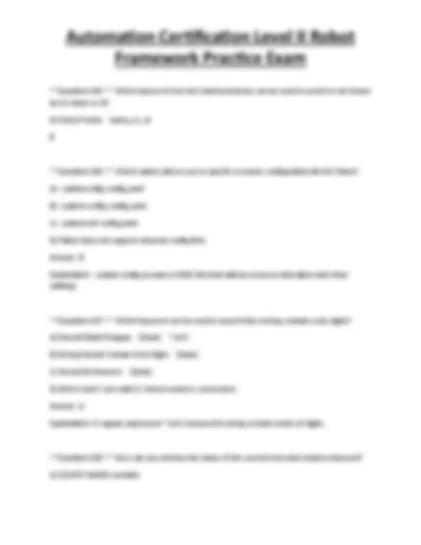 Automation Certification Level II Robot Framework Practice Exam | Exams ...