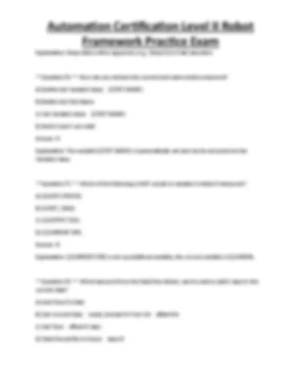Automation Certification Level II Robot Framework Practice Exam | Exams ...
