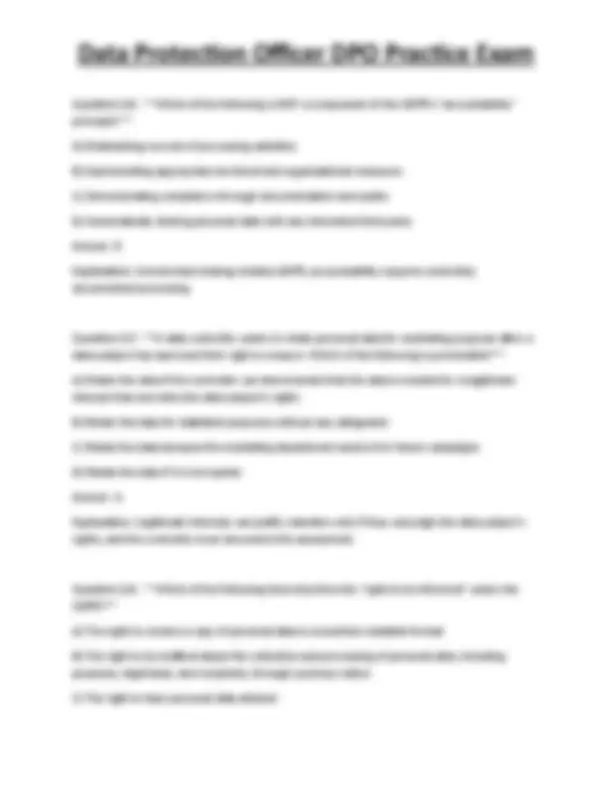 Dpo Math Exercise Data Protection Officer DPO Practice Exam | Exams Technology | Docsity