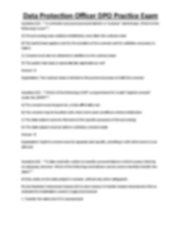 Dpo Math Exercise Data Protection Officer DPO Practice Exam | Exams Technology | Docsity