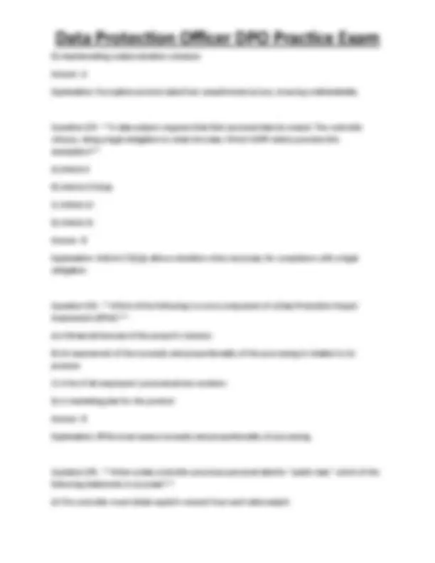 Data Protection Officer DPO Practice Exam | Exams Technology | Docsity