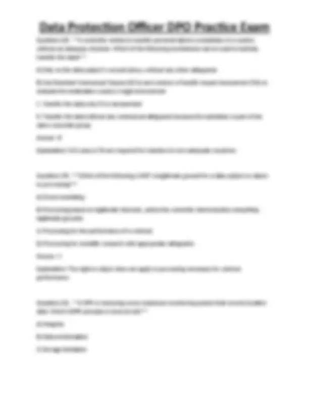 Dpo Math Exercise Data Protection Officer DPO Practice Exam | Exams Technology | Docsity