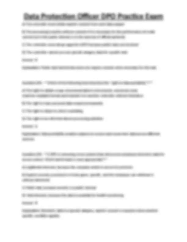 Dpo Math Exercise Data Protection Officer DPO Practice Exam | Exams Technology | Docsity