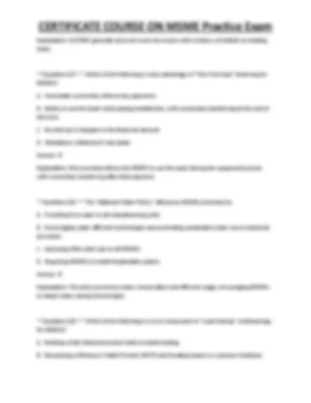 CERTIFICATE COURSE ON MSME Practice Exam | Exams Technology | Docsity