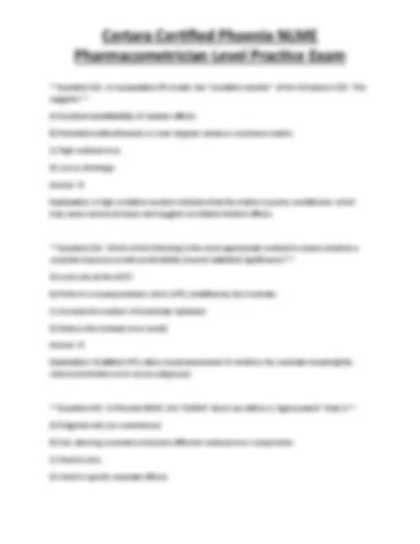 Certara Certified Phoenix NLME Pharmacometrician Level Practice Exam ...
