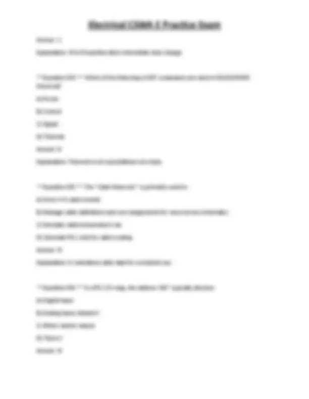 Electrical CSWA E Practice Exam | Exams Technology | Docsity