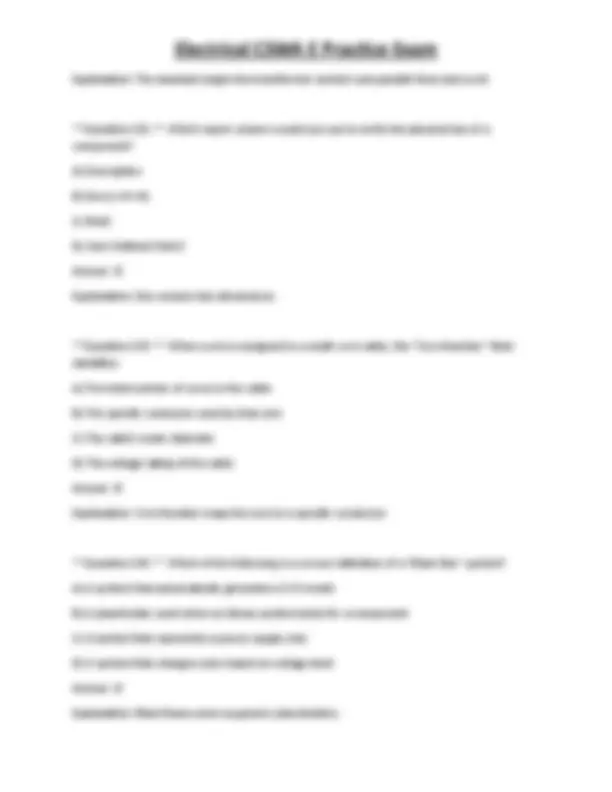 Electrical CSWA E Practice Exam | Exams Technology | Docsity
