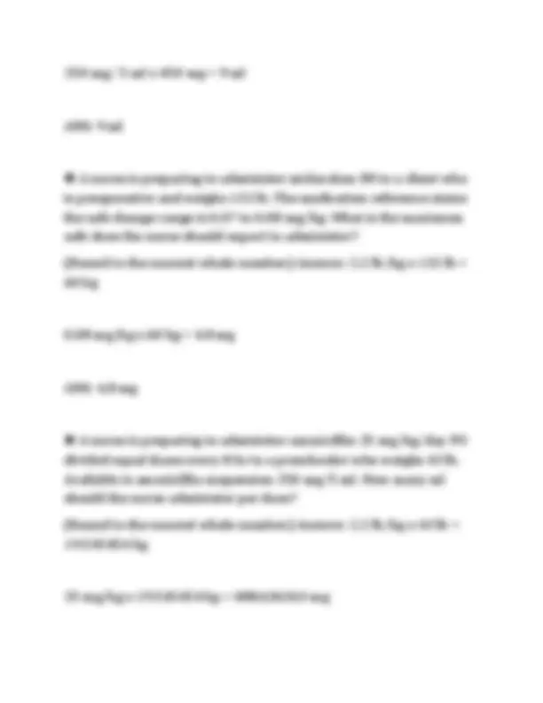 ATI DOSAGES BY WEIGHT DOSAGE CALCULATION TEST ACTUAL TEST PAPER 2026 ...