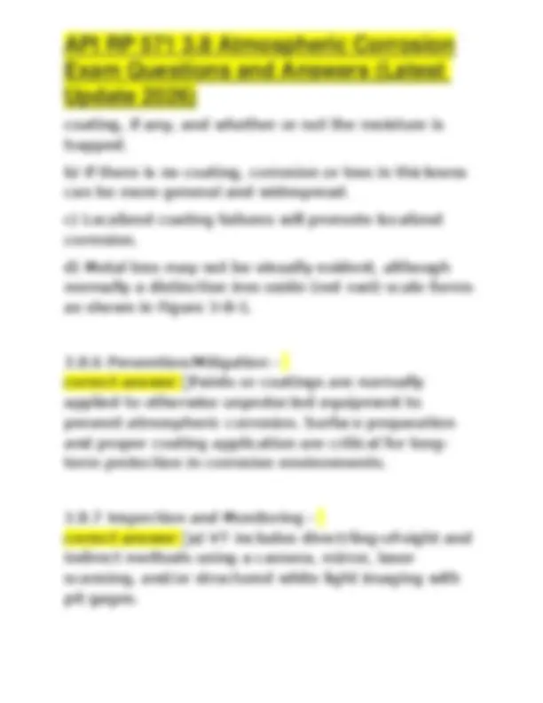 API RP 571 3.8 Atmospheric Corrosion Exam Questions and Answers (Latest ...