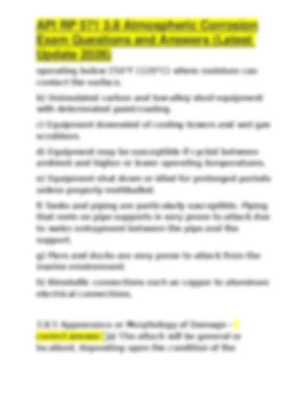 API RP 571 3.8 Atmospheric Corrosion Exam Questions and Answers (Latest ...
