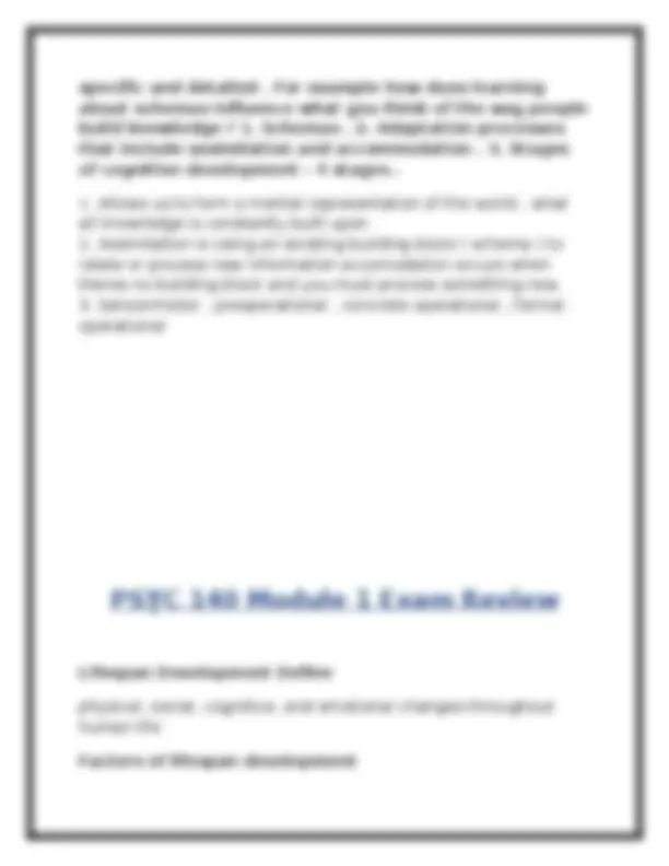 PSYC 140 Module 1 Exam & Review 2026 (PDF) | Developmental Psychology ...