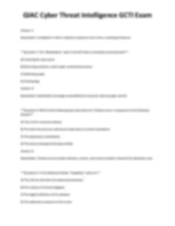 GIAC Cyber Threat Intelligence GCTI Exam | Exams Technology | Docsity