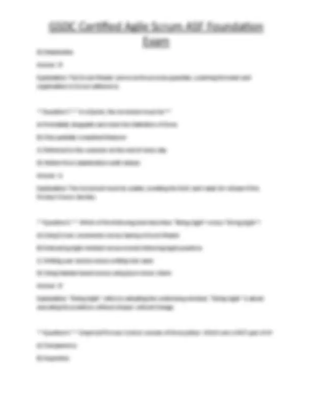 GSDC Certified Agile Scrum ASF Foundation Exam | Exams Technology | Docsity