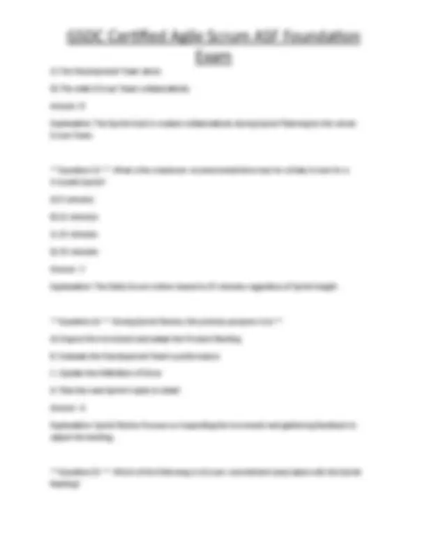 GSDC Certified Agile Scrum ASF Foundation Exam | Exams Technology | Docsity