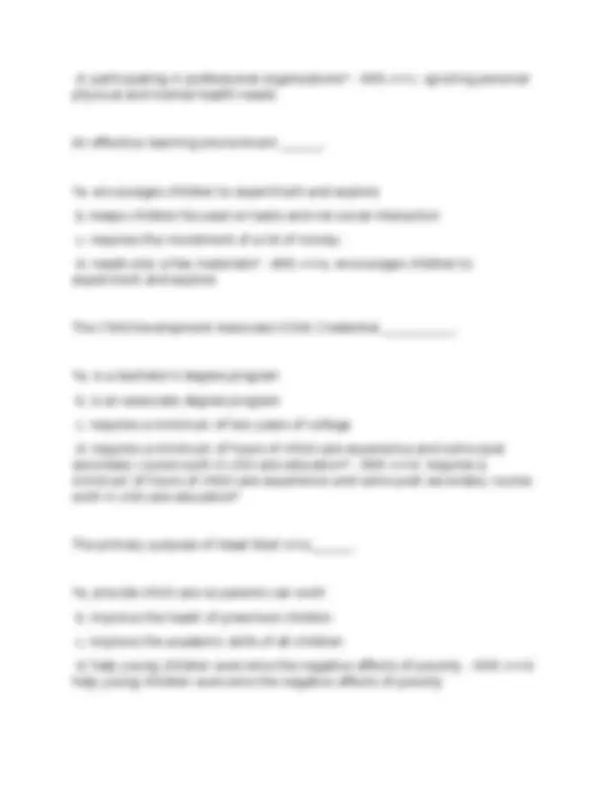 Child Development; Final Exam Multiple Choice Part 1 fully solved-10 ...