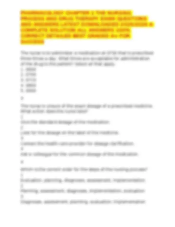 PHARMACOLOGY CHAPTER 1 THE NURSING PROCESS AND DRUG THERAPY EXAM ...