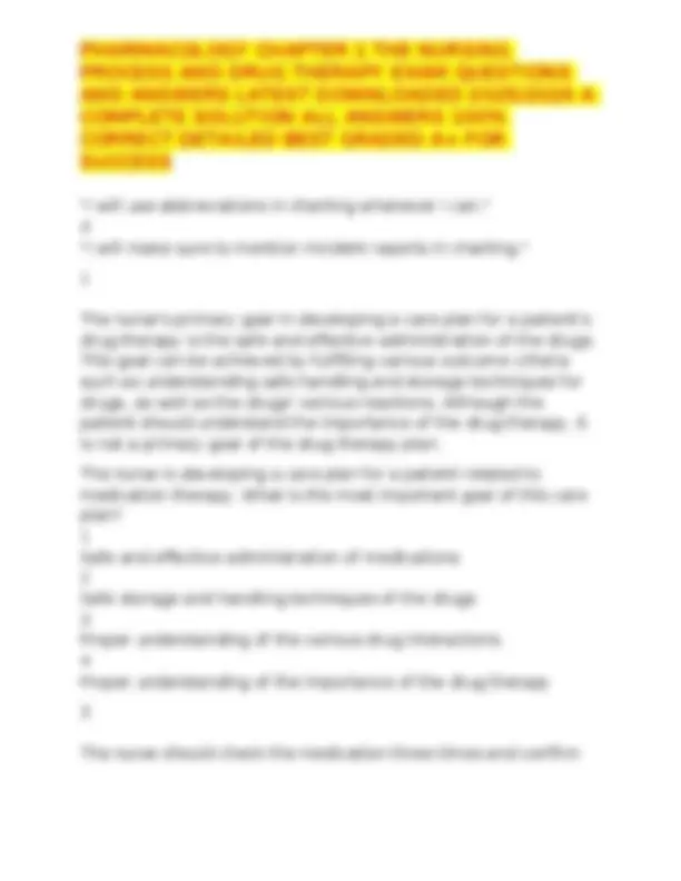 PHARMACOLOGY CHAPTER 1 THE NURSING PROCESS AND DRUG THERAPY EXAM ...