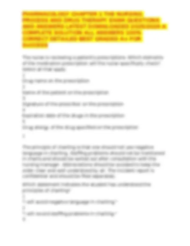 PHARMACOLOGY CHAPTER 1 THE NURSING PROCESS AND DRUG THERAPY EXAM ...