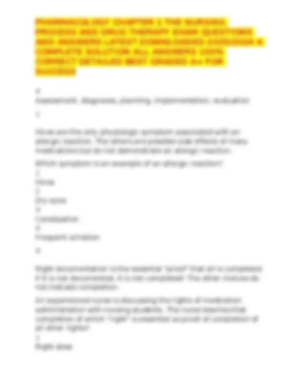 PHARMACOLOGY CHAPTER 1 THE NURSING PROCESS AND DRUG THERAPY EXAM ...