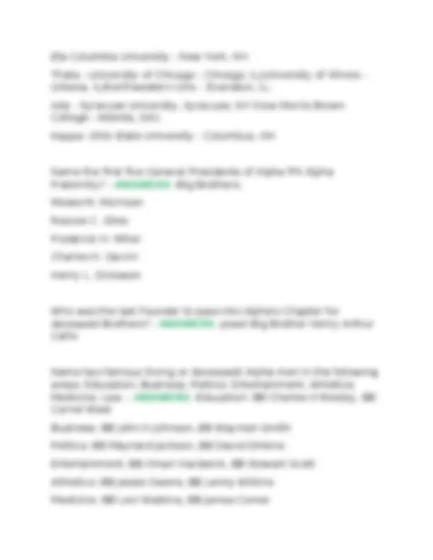 Alpha Phi Alpha Fraternity: Test 3 IMDP Questions and Answers, Exams of ...