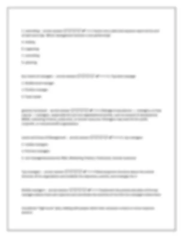 Principles of Management Exam 1 (Chapters 1–4) Study Guide 2025/2026 ...