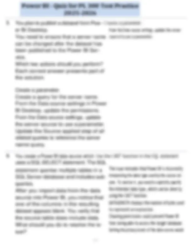 Power BI- Quiz for PL 300 Test Practice 2025-2026 | Exams Advanced Data ...