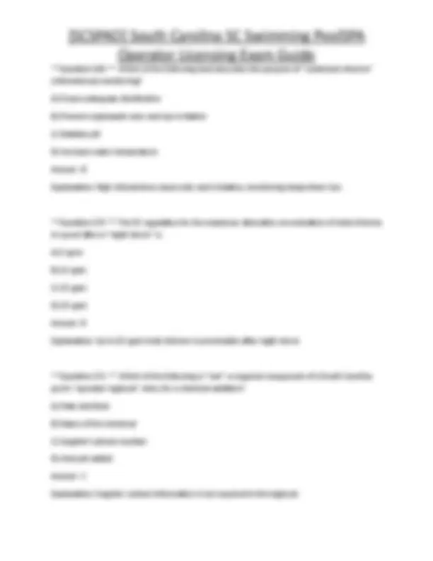 [SCSPAO] South Carolina SC Swimming PoolSPA Operator Licensing Exam ...