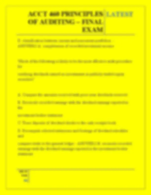 ACCT 460 PRINCIPLES OF AUDITING – FINAL EXAM QUESTIONS AND ANSWERS 2026 ...
