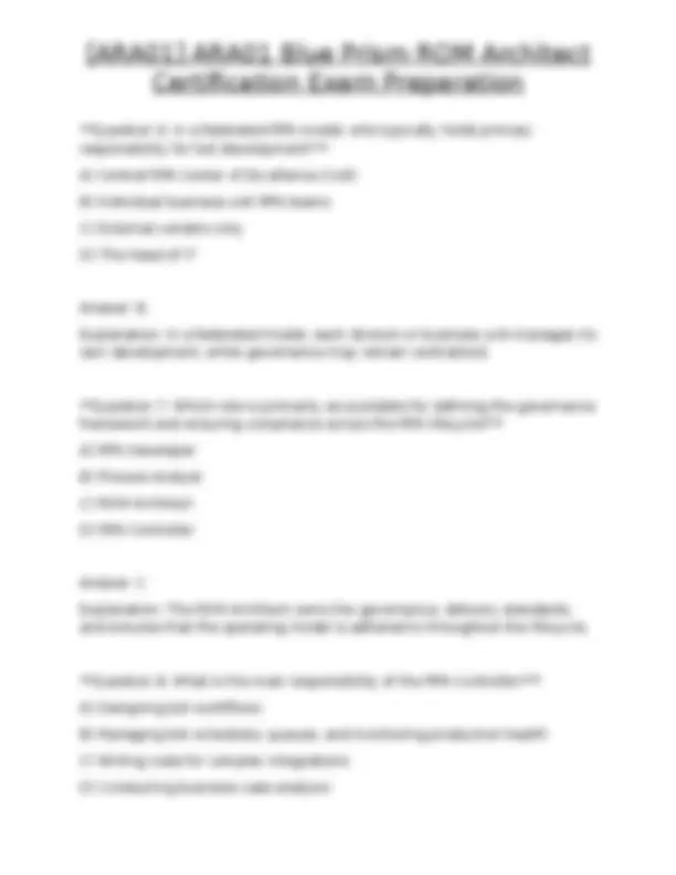 [ARA01] ARA01 Blue Prism ROM Architect Certification Exam Preparation ...