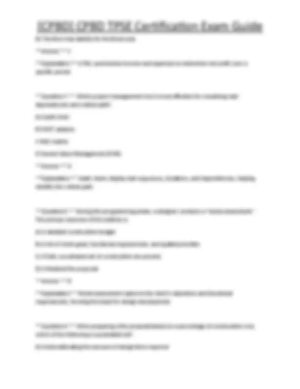 [CPBD] CPBD TPSE Certification Exam Guide | Exams Technology | Docsity