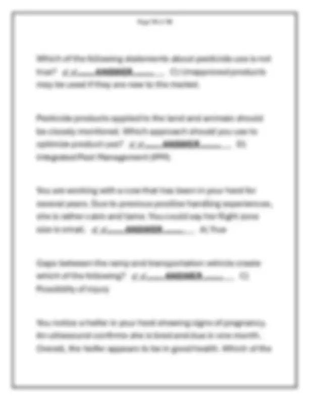 BQA (BEEF QUALITY ASSURANCE) CERTIFICATION FINAL EXAMS QUESTION AND ...