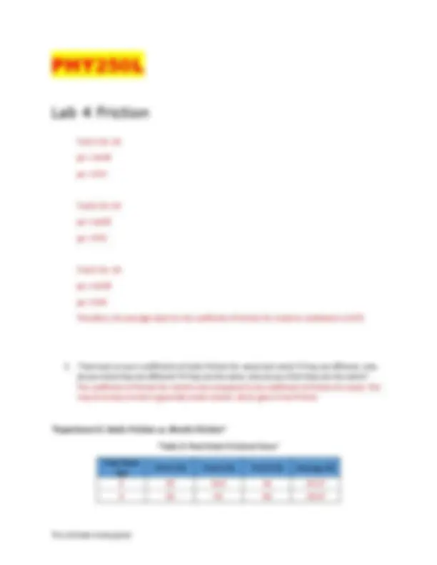 Physics Friction Lab Experiment Guide with Coefficient Calculations ...