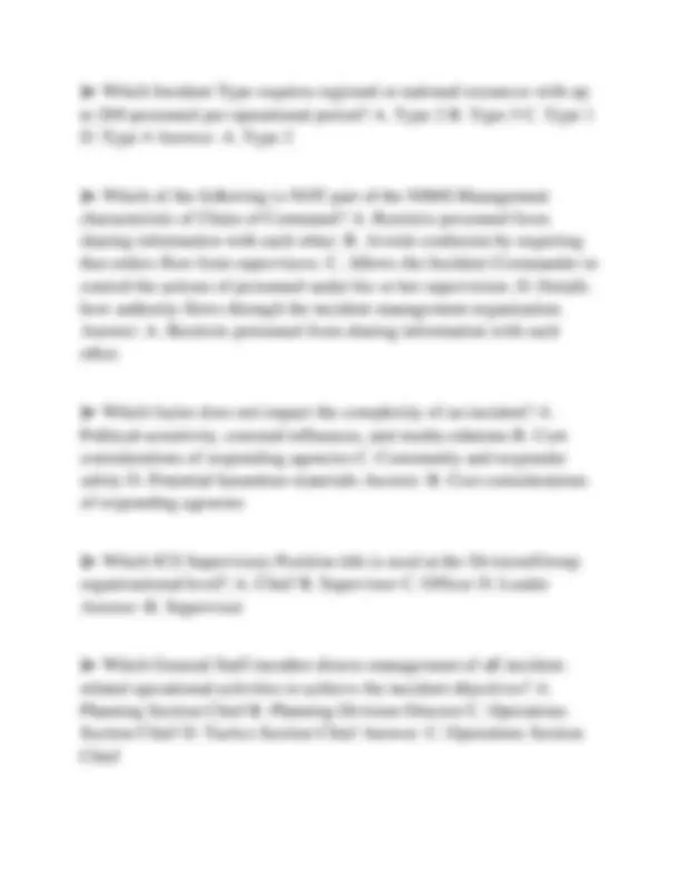 FEMA IS 200.C BASIC INCIDENT COMMAND SYSTEM PACKAGE ACTUAL EXAMINATION ...