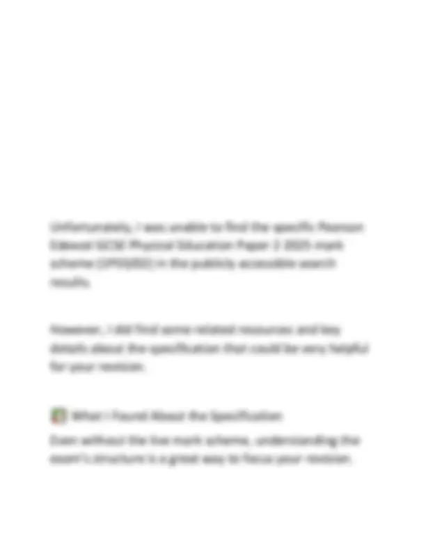 PEARSON EDEXCEL GCSE PHYSICAL EDUCATION PAPER 2 2025 MARK SCHEME (1PE0 ...