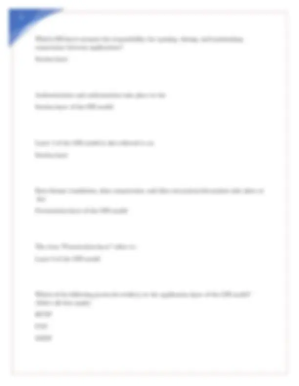 OSI Model Exam 2026 with accurate detailed answers | Exams Computer ...