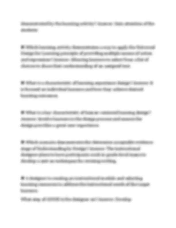 WGU D291 LEARNING EXPERIENCE DESIGN FOUNDATIONS 200 PRACTICE CONCEPTS ...