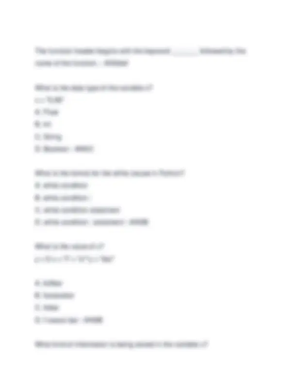 Intro to Computer Programming Midterm Review.Questions & Correct ...