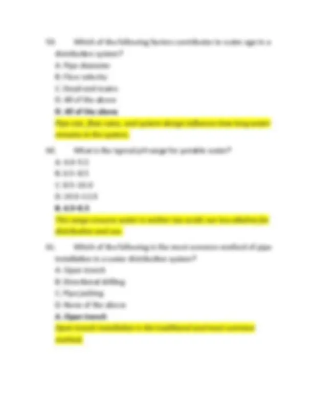 Water Distribution Operator Practice Exam: 100 Questions and Correct ...
