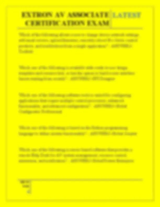 EXTRON AV ASSOCIATE CERTIFICATION EXAM QUESTIONS AND ANSWERS 2026 ...