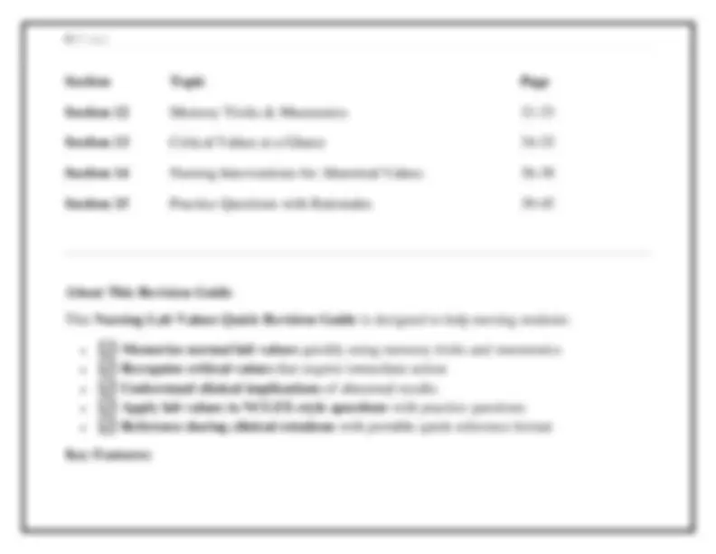 Normal Ranges Documents 2025-2026 Nursing Lab Values Quick Revision Guide | Normal Ranges ...