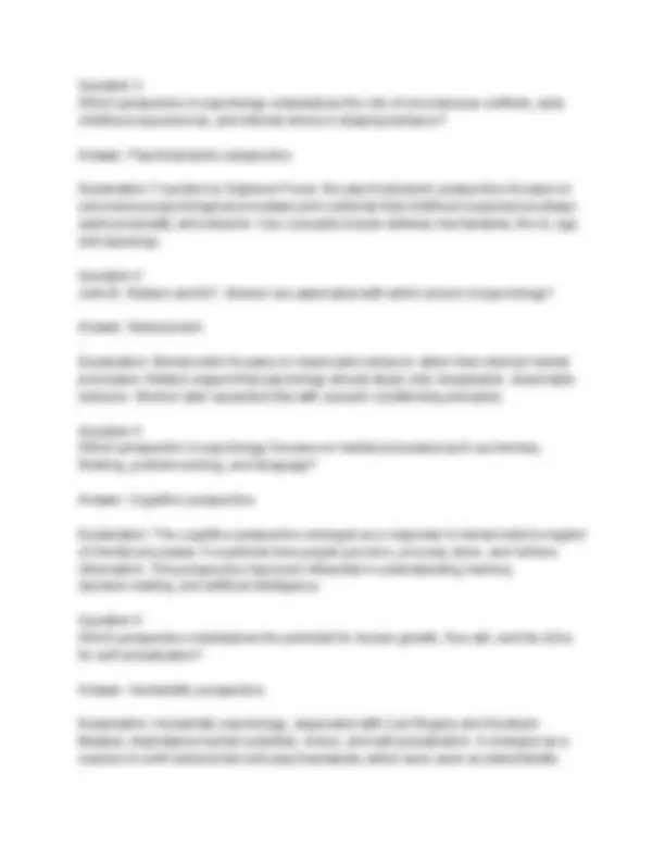 PSY 101 Introduction to Psychology Exam 2026-2027: Chapters 1-4 | Exams ...