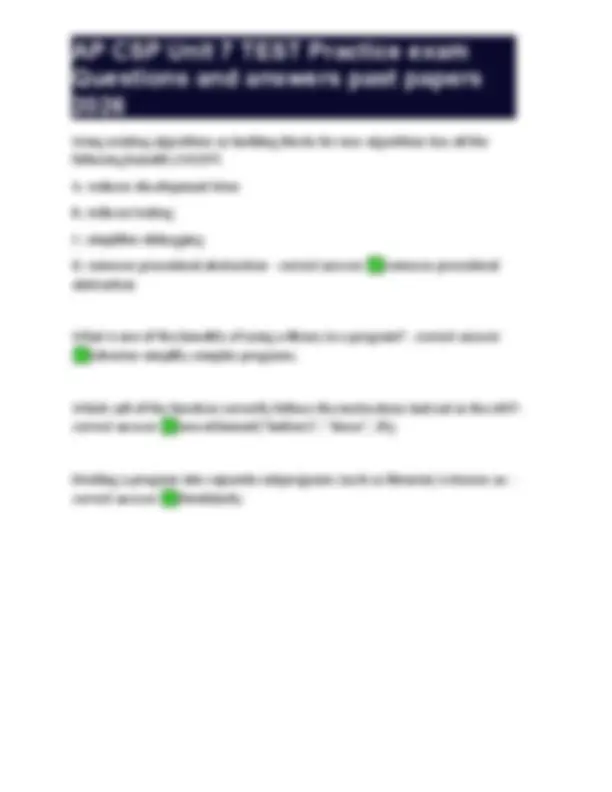 AP CSP Unit 7 TEST Practice exam Questions and answers past papers 2026 ...