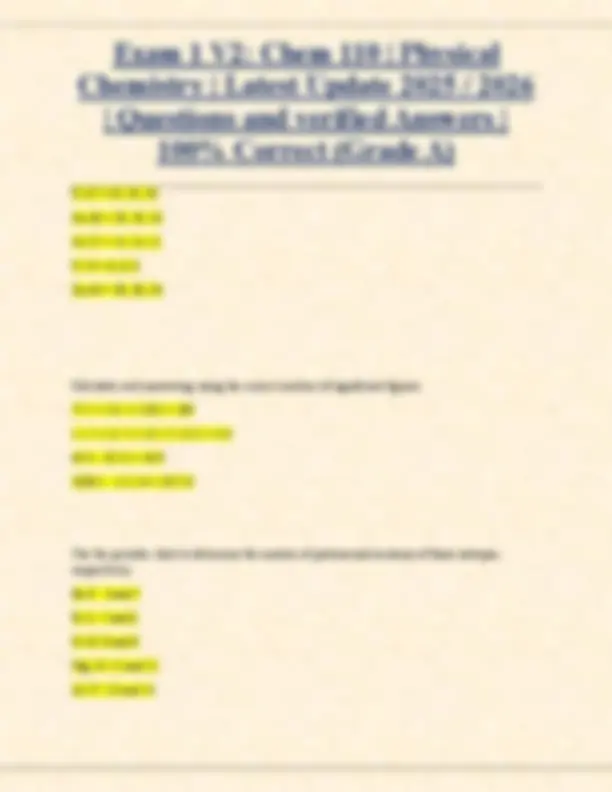 Exam 1 V2: Chem 110 | Physical Chemistry | Latest Update 2025 / 2026 ...