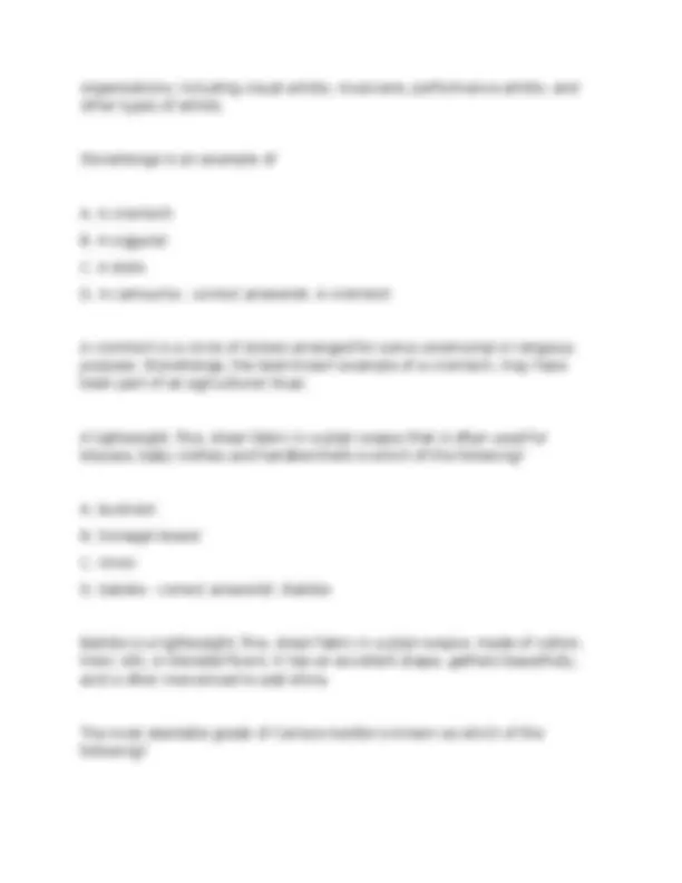 Praxis Art 5134 Test Questions with Verified Answers Graded A+ 2026/ ...