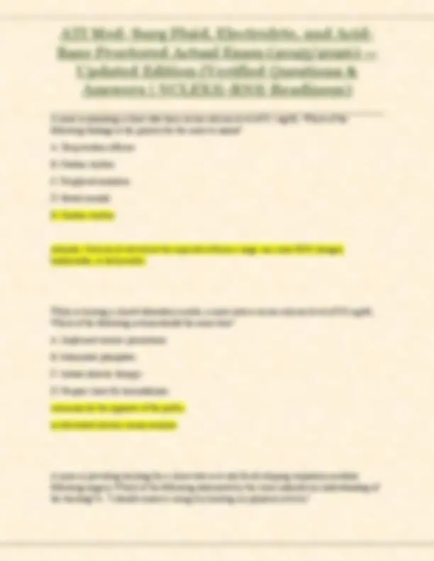 ATI Med- Surg Fluid, Electrolyte, and Acid Base Proctored Actual Exam ...