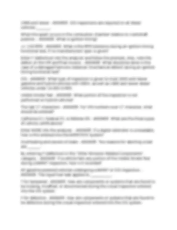 Ca Smog Check Inspector Training Final Review (Part 1) Study Guide Exam ...